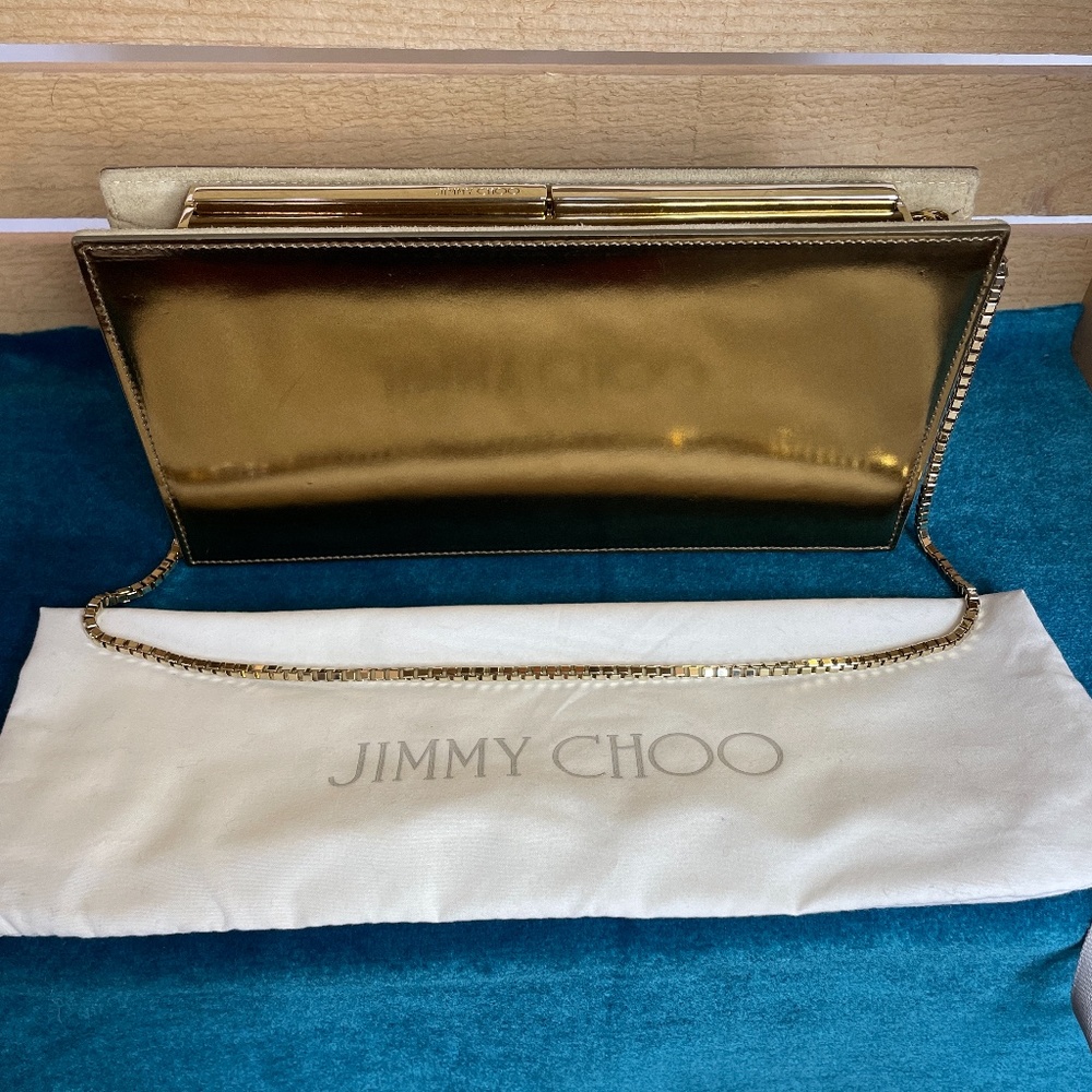 Jimmy Choo gold leather Clutch/Handbag